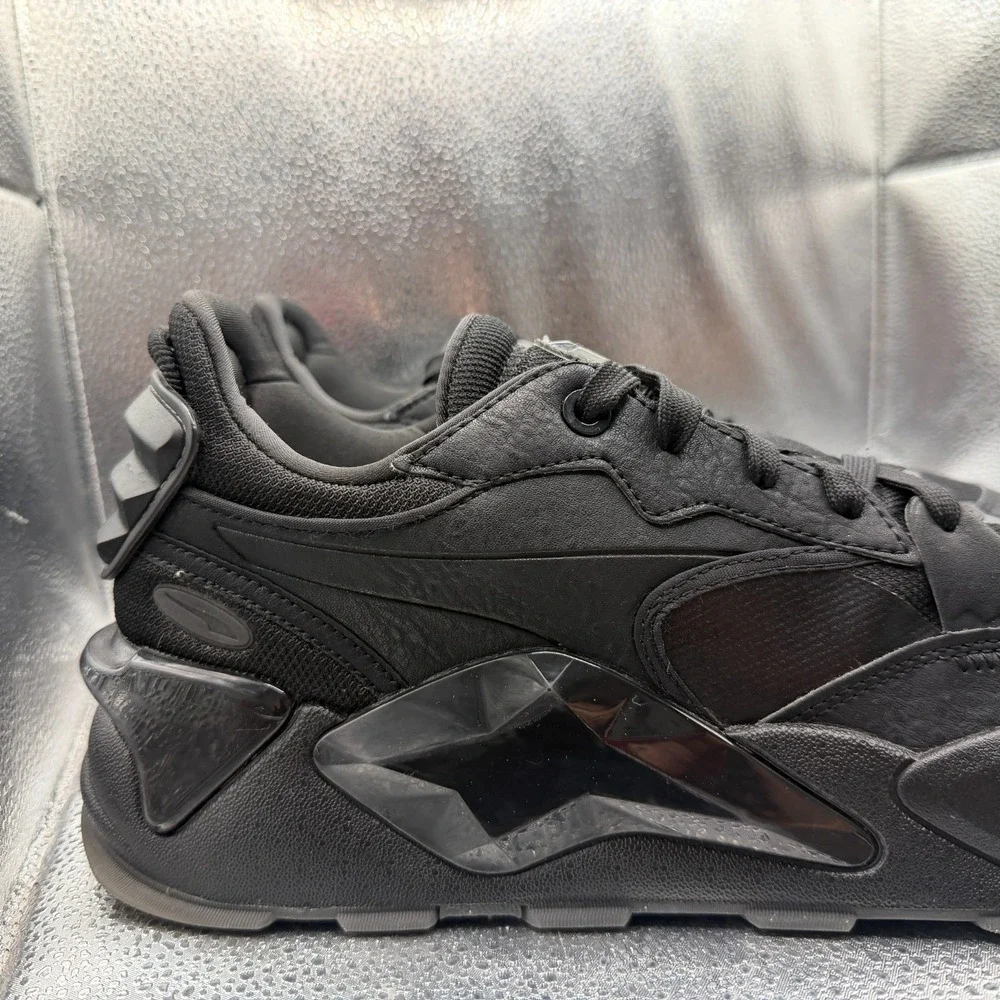 Size 13 Puma RS-XL Diamond Forever All‎ Triple Black Gray Mens Shoes 392401-02